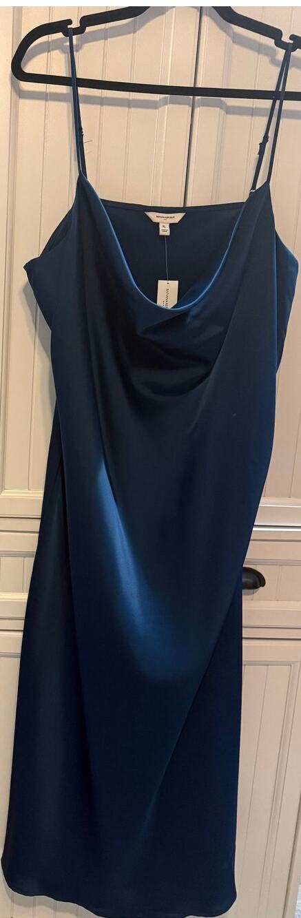 Banana Republic Satin Midi Slip Dress pacific blue sz XL